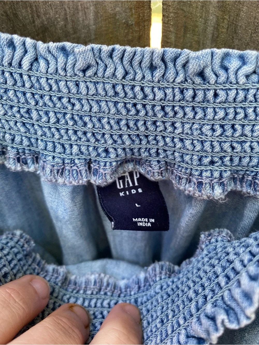 GAP Kids Chambray Smocked Romper Girls Large 100% Cotton Summer